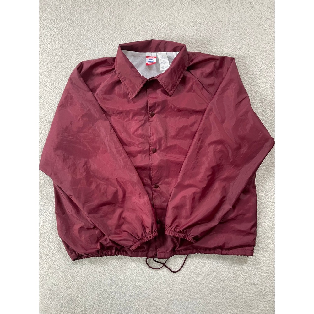 90s USA Made Athletic Works Mens Extra Large Coaches Jacket Burgundy Windbreaker
